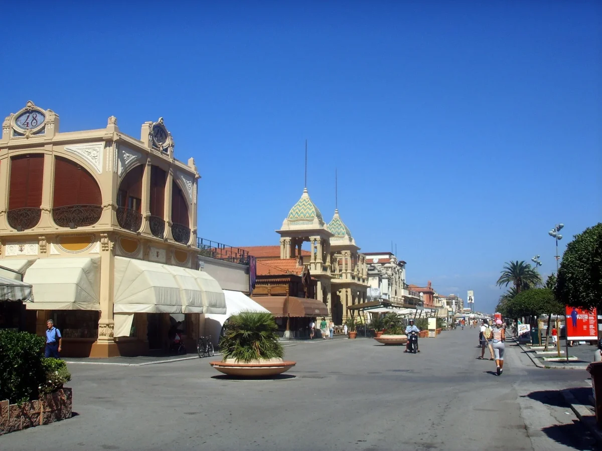 Art Nouveau buildings along the seafront promenade of Viareggio, one of the best things to do in Versilia
